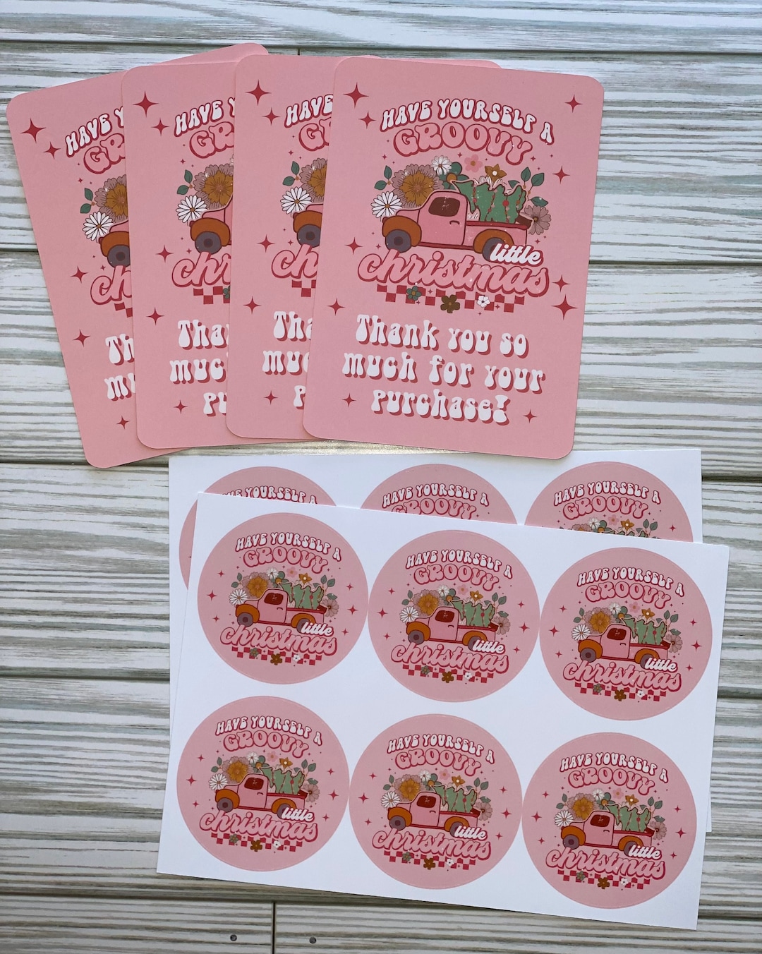 Retro Christmas Thank You Business Cards, Holiday Thank You Cards