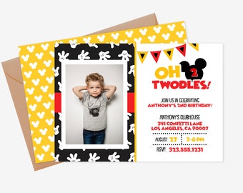 Mickey Mouse 2nd Birthday Invitation Etsy