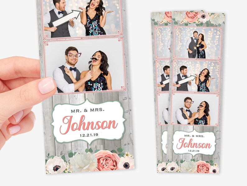 Floral Photo Booth Template Quinceanera Photo Booth Template Strip 2x6 Rustic Photo Booth Template Wedding Photo Booth Template Paper Party Supplies Party Decor