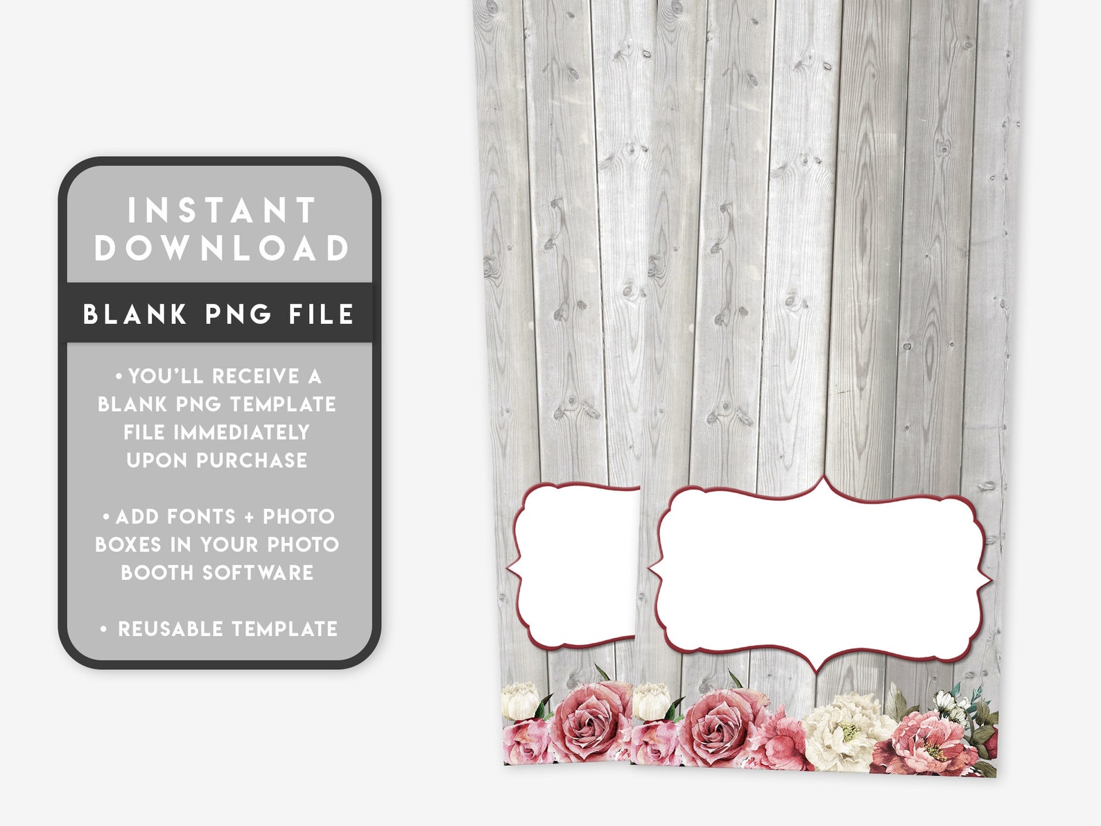 Floral Photo Booth Template Photo Booth Template Wedding Etsy