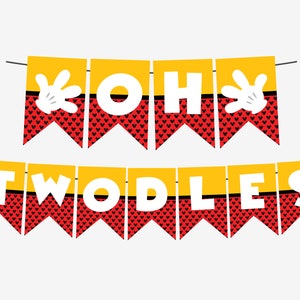 Mickey Mouse Banner, Mickey Mouse Birthday, Mickey Mouse Party, Oh Twodles Birthday, Printable, Instant Download, Mickey Decoration
