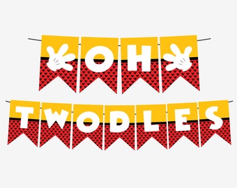 Mickey Mouse "Oh Twodles" Birthday Banner (Printable, Instant Download)