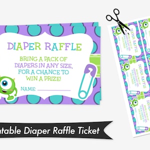 Babyparty Monsters Inc | Monsters Inc Baby Shower Printable | Sofortdownload | Monsters Inc Baby Shower Windel Verlosung | Zum Selbermachen