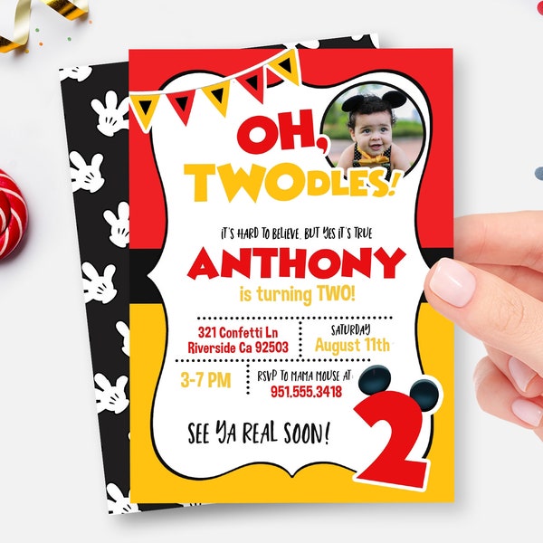 Oh Twodles Invitation, Instant Download, Oh Twodles Invite, 2nd Birthday Invitation, Digital, Printable