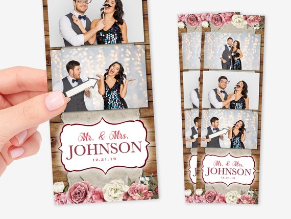 Photo Booth Template Rustic Wedding Floral 2x6 Strip Etsy