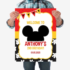 Micky Maus Geburtstagsparty Schild (Instant Download Corjl Editable)
