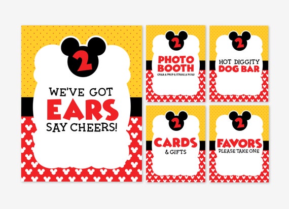Mickey Mouse Birthday Decorations, Mickey Mouse Printable Signs, Oh Twodles  Decorations, Mickey Mouse Decorations, Mickey Mouse Banner 