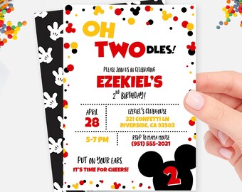 Mickey Mouse Oh Twodles Birthday Invitation (Digital Download)
