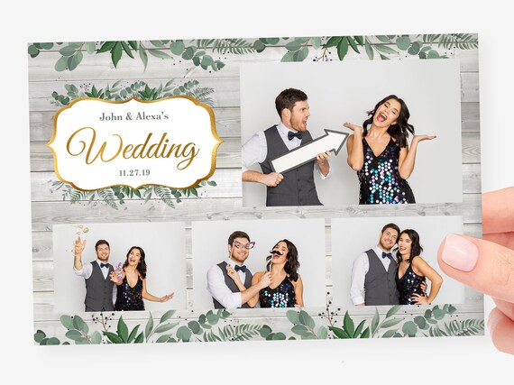 Wedding Photo Booth Template 4x6 Greenery Gold Rustic Etsy