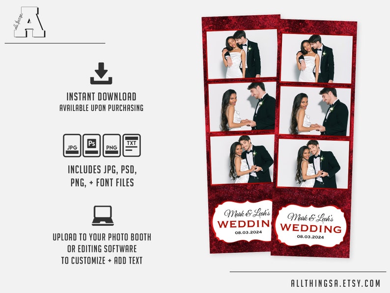Wedding Photo Booth Template Red Photo Booth Template 2x6 Etsy