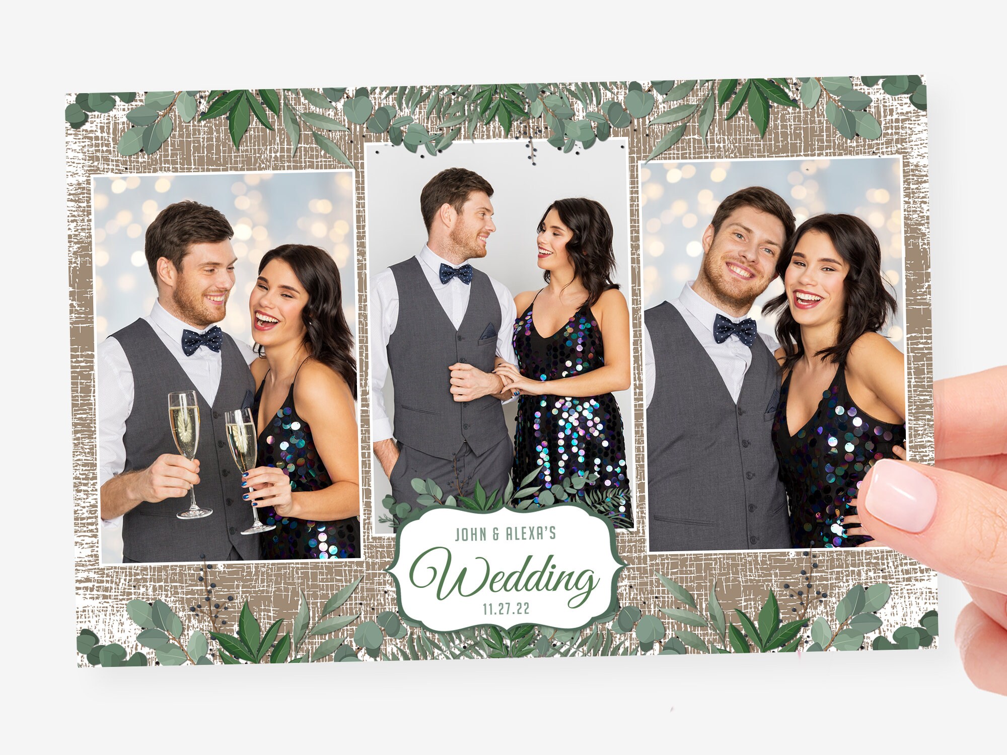 Wedding Photo Booth Template Greenery Rustic 4x6 Bridal Shower Etsy