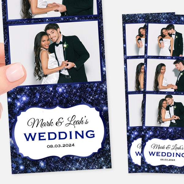 Wedding Photo Booth Template, Navy, Prom, Royal Blue, 2x6 Strip, Quinceañera Photo Booth Template, Glitter, Blue, Birthday, Anniversary