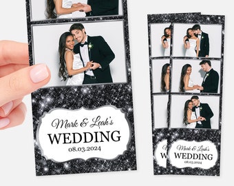 Foto-StandSchablone, Schwarz-Weiß, Silber, Klassisch, Hochzeitsvorlage, elegant, 2x6, Geburtstag, Prom Foto stand Vorlage, Jubiläum