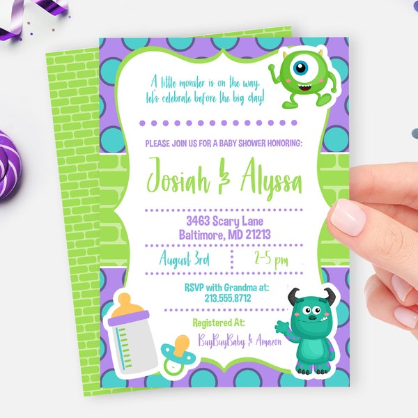 Monsters Inc Baby Shower Invitation, Monsters Inc Baby Shower Invites, Monsters Inc Baby Shower, Monsters Inc Baby Shower Printable