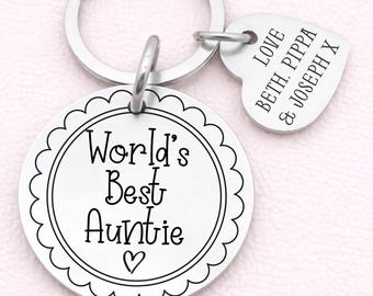 Personalised Worlds Best Auntie Laser Engraved Keyring, Gift For Auntie Birthday Christmas
