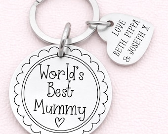 Personalised Worlds Best Mummy Laser Engraved Keyring, Gift For Mummy Birthday Christmas