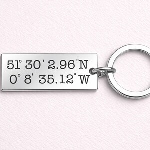 Personalised Coordinates Keyring, Couples Keyring, First Met Gift, Personalised Anniversary Christmas Birthday Gift For Boyfriend Husband