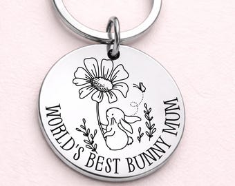 Bunny Rabbit Gift, Bunny Mum, Bunny Rabbit Keyring, Bunny Dad. Pets, Rabbit Mothers Day Personalised