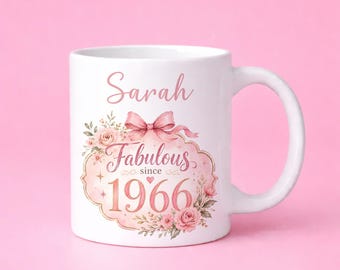 60th Birthday Gift, 1966 Gift, 60th Mug, Personalised 60th, Fabulous At 60, 1966 For Her, Gift For Grandmother, Personalised Grandchildren