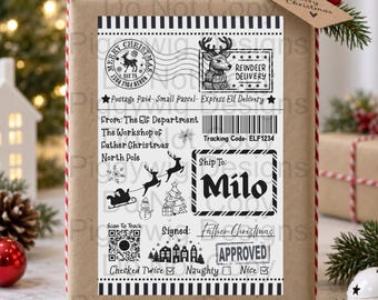 Personalised Christmas Gift Labels From Santa, Father Christmas Name Stickers, Santa Postage Labels, Santa Tracking
