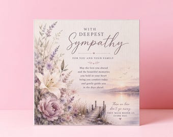 With Deepest Sympathy Card For Female,  Condolence Card,  Grief And Mourning Card, Thinking Of You After A Loss, Card For Funeral, Keepsake