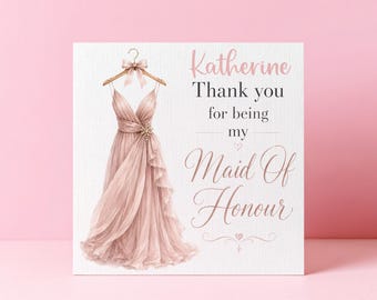 Personalised Maid Of Honour Card, Thank You Maid Of Honour, Wedding Party Thanks, Card From Bride, Maid Of Honour Gift, Wedding Keepsake