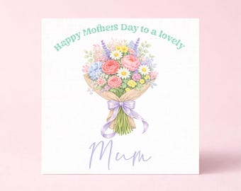 To a Very Special Mum Card, Mothers Day Card for Mum, Floral Mum Card, 6x6 Linen Greeting Card with Envelope, Bouquet Flower Card Design