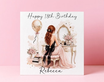 16th 18th 21st Card For Girl, Feminine Personalised Birthday Card