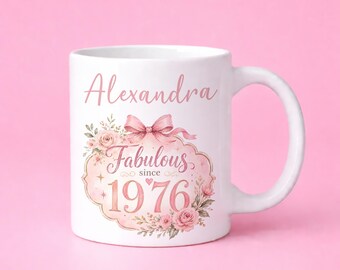 50th Birthday Gift, 1976 Gift, 50th Mug, Personalised 50th, Fabulous At 50, 1976 For Her, Gift For Grandmother, Personalised Grandchildren