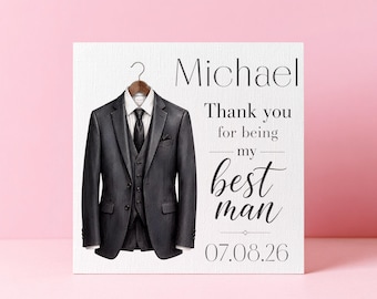 Best Man From Groom Card, Thank You Best Man, Personalised Wedding Party Card Keepsake, Groomsmen Party Gift, Thank You Card From Groom