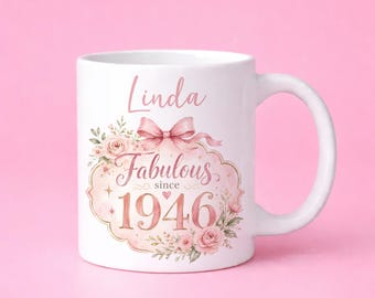 80th Birthday Gift, 1946 Gift, 80th Mug, Personalised 80th, Fabulous At 80, 1946 For Her, Gift For Grandmother, Personalised Grandchildren