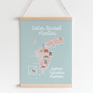 Impresión personalizada del mapa de la misión, ilustración personalizada, regalo misional, regalo misionero hermano, regreso a casa de despedida, arte digital imprimible SUD