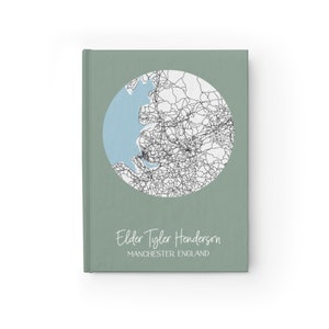 Personalized Map Travel Journal, Missionary Memory Notebook, Adventure Log, Mission Study Journal, Graduation Gift, Custom Gift for Him Her