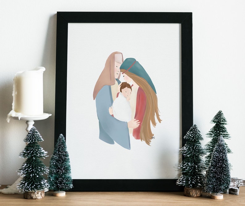 Nativity Scene Watercolor Print Digital Download Printable Artwork 8x10, 5x7, 4x6 PDF & JPEG Digital Files image 5
