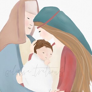 Nativity Scene Watercolor Print Digital Download Printable Artwork 8x10, 5x7, 4x6 PDF & JPEG Digital Files image 4