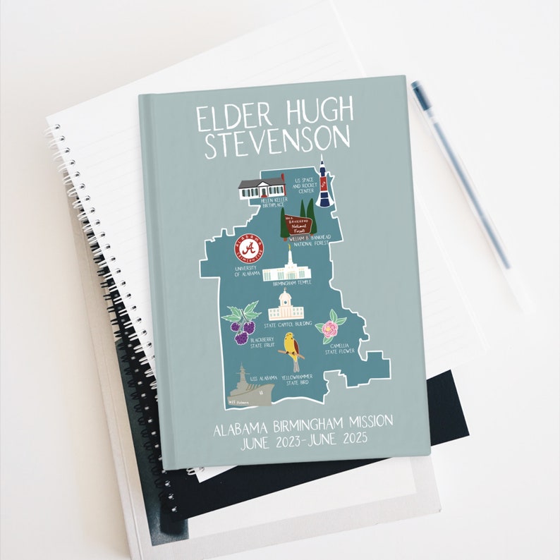 Illustrated Custom Map Mission Journal, Personalized Memory Notebook, Elder Missionary Graduation Christmas Gift, Called to Serve, LDS image 3