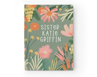 Personalized Flower Journal, Custom Sister Missionary Memory Notebook, Graduation Gift, Mission Journal, Name Journal memories, travel gift