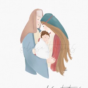 Nativity Scene Watercolor Print Digital Download Printable Artwork 8x10, 5x7, 4x6 PDF & JPEG Digital Files image 2