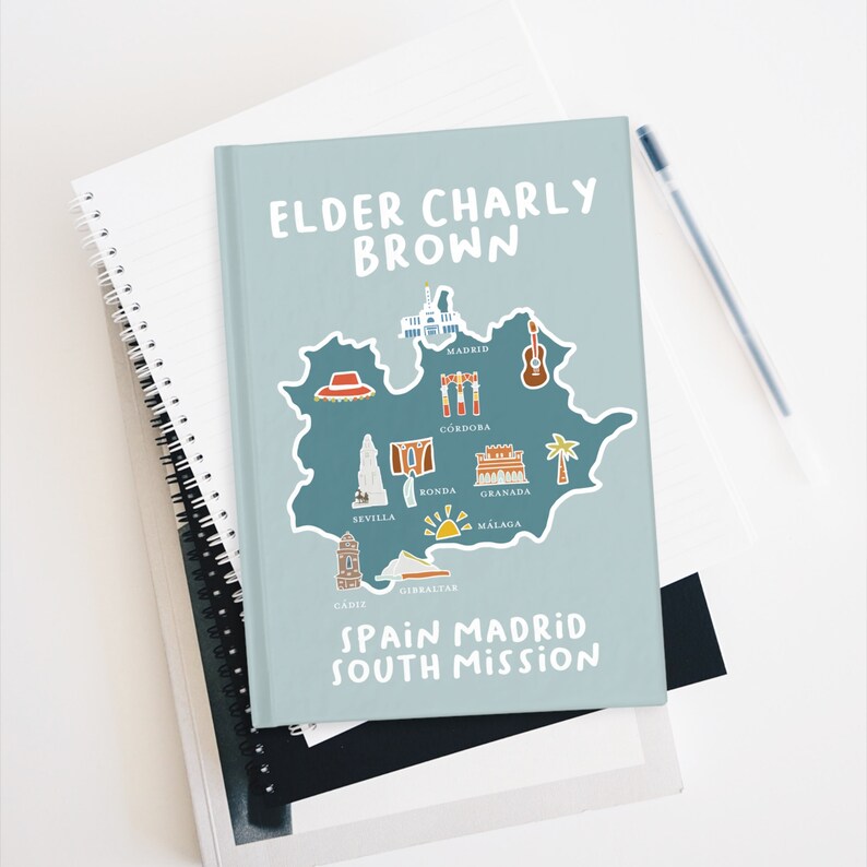 Illustrated Custom Map Mission Journal, Personalized Memory Notebook