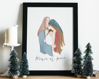 Nativity Scene Watercolor Print- Digital Download Printable Artwork 8x10, 5x7, 4x6 PDF & JPEG Digital Files
