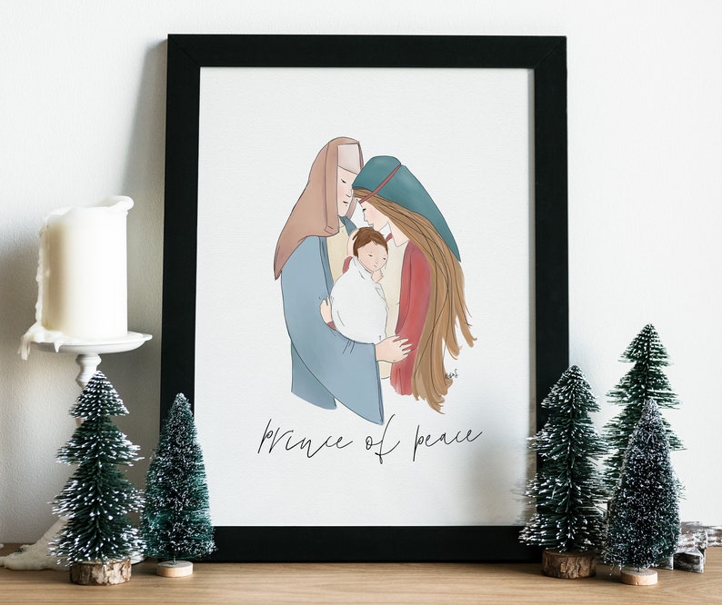 Nativity Scene Watercolor Print Digital Download Printable Artwork 8x10, 5x7, 4x6 PDF & JPEG Digital Files image 1
