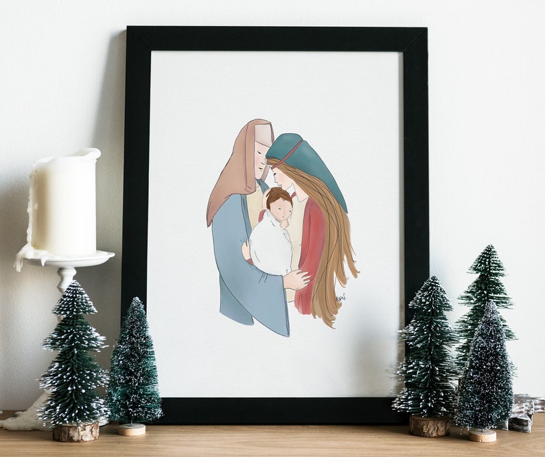 Nativity Scene Watercolor Print Digital Download Printable Artwork 8x10, 5x7, 4x6 PDF & JPEG Digital Files image 3
