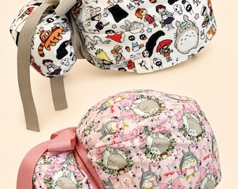 Anime-Inspired Ponytail - Euro Scrub Cap | Satin or Cotton Lining | Adjustable | Cute Forest Theme Hat