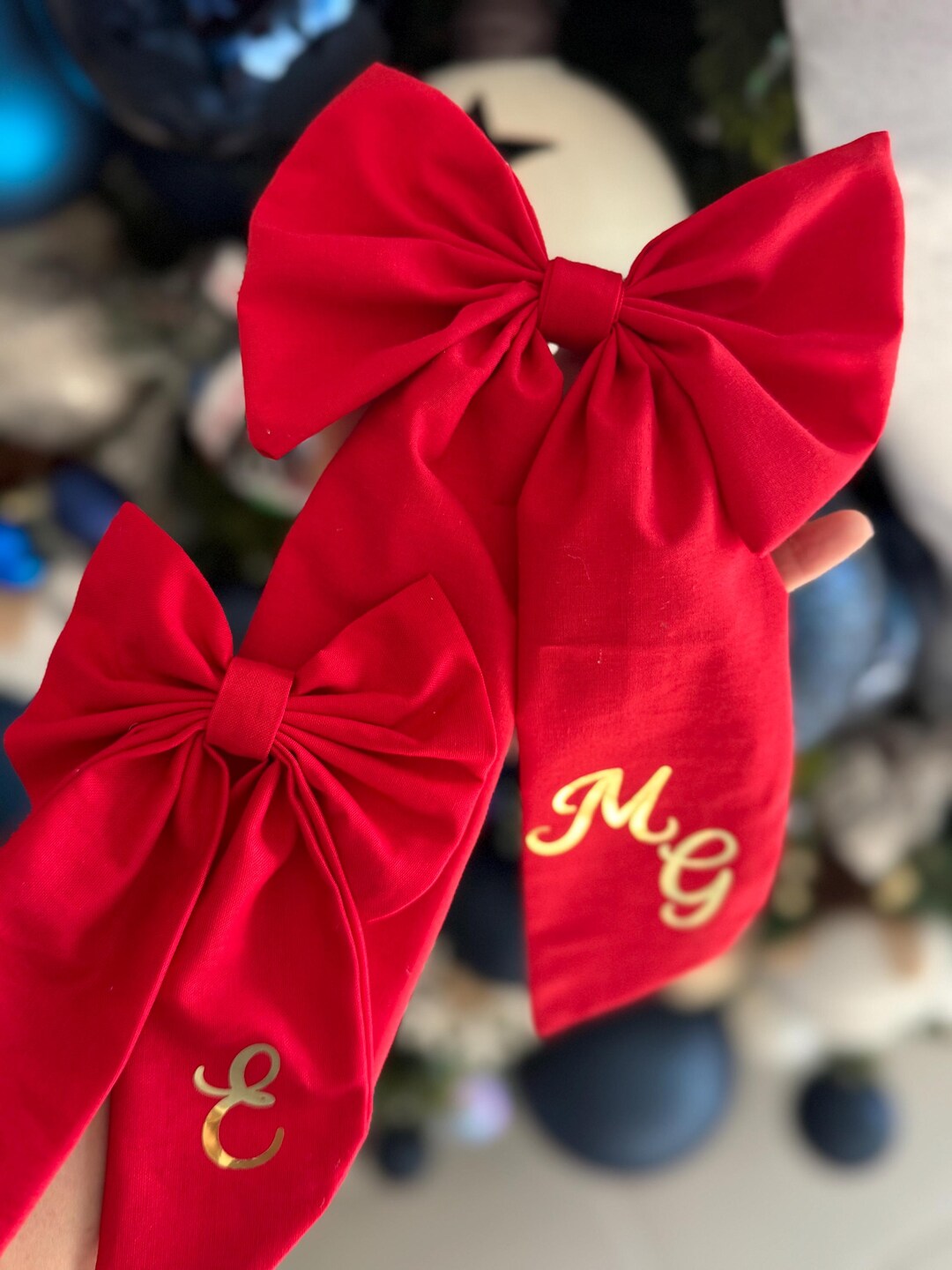 Custom Initials Mommy & Me Bow Set – Large Handmade Hair Bows for Mom ...