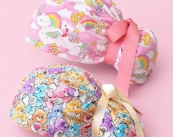Cute Rainbow Bear Scrub Cap – Pastel Character Inspired Cotton Lined Surgical Cap – Handmade Ponytail/Euro/unisex/bouffant Scrub Hat