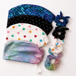 Stretch Euro Scrub Cap with Matching Scrunchie | Adjustable Elastic Toggle | Women’s Surgical Cap | Handmade in USA
