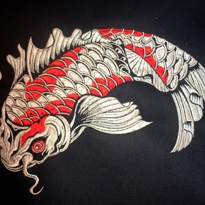 Koi Carp Embroidery, 3 Different Sizes, Japan Embroidery Designs, Japanese Patterns, Embroidery Files, Instant Download 3 Sizes
