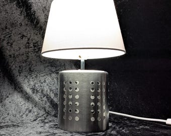 Upcycled table lamp "Industrial White" cutlery basket lamp | Unique designer lamp with white shade
