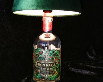 Table lamp made from an empty rum bottle, upcycled, gift idea, LED bottle lamp (E27), handmade