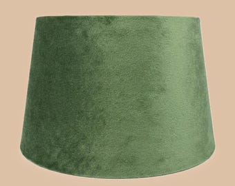Lampenschirm Samt grün, für Tischlampe E27/E14, Höhe 14cm, Obere Breite 18cm, Untere Breite 23cm